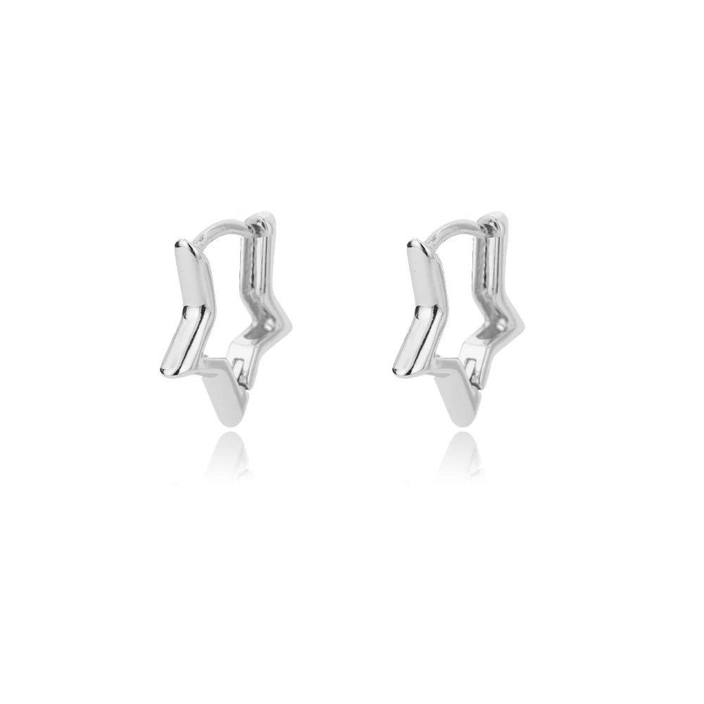 Stainless Steel Star Hoop Earings For Women 2024 Trend New In Luxury