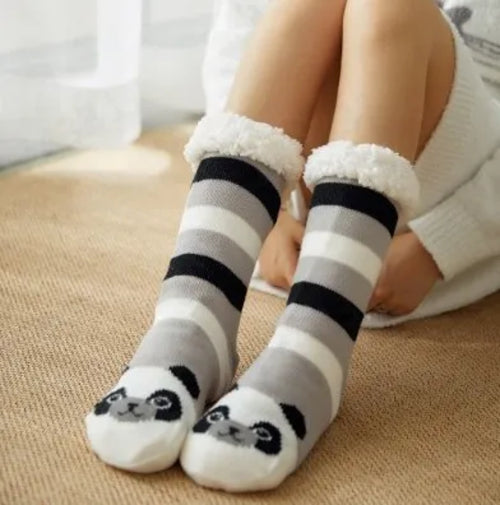Winter Warm Socks Women penguin Plush Soft Female Non Grip Floor