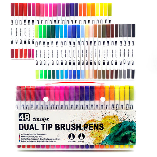 12-168 Colors Dual Brush Pens Art Markers Watercolor Fine and Brush