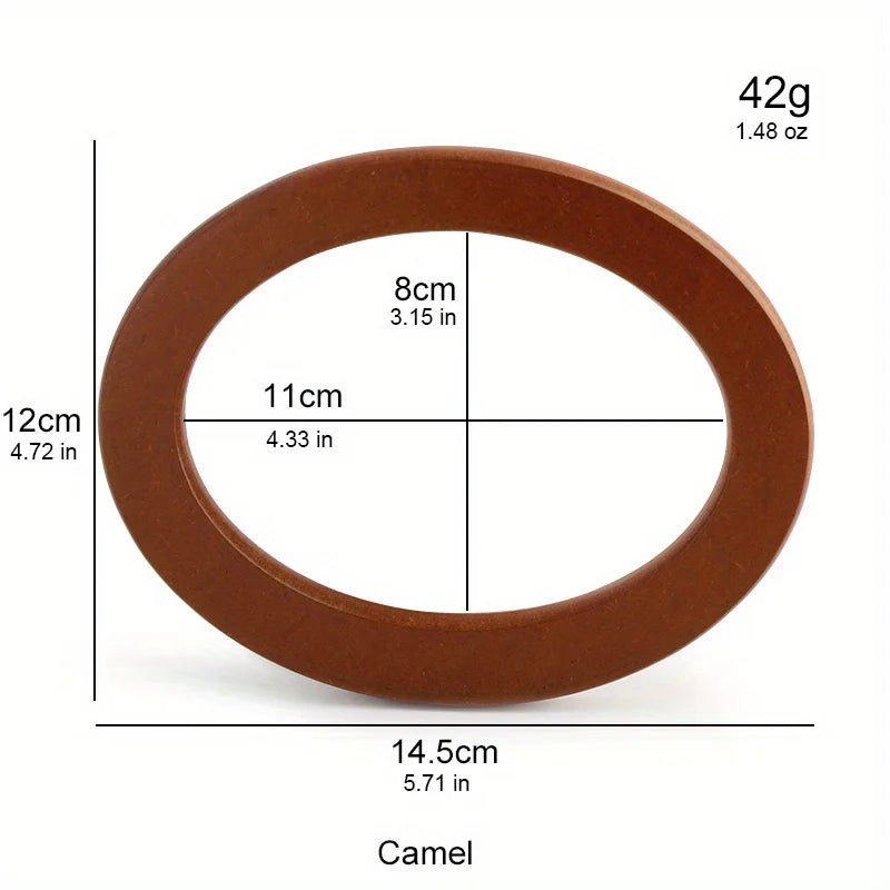 2PCS Oval Wooden Purse Handle Replacement Handmade Bag Handbag