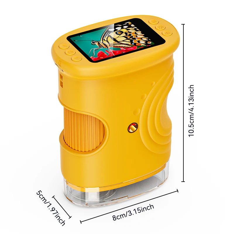 1000X Handheld Microscope for Kids 2.0" Screen Rechargeable Mini