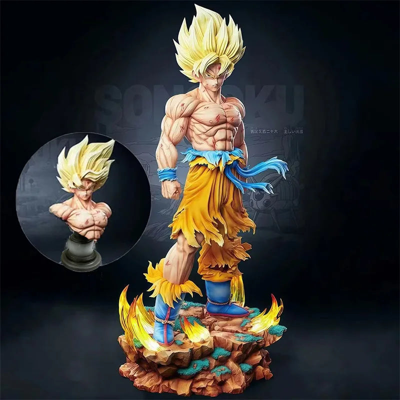 Jt Statue Dragon Ball Z Son Goku Figure Replaceable Heads Led Base