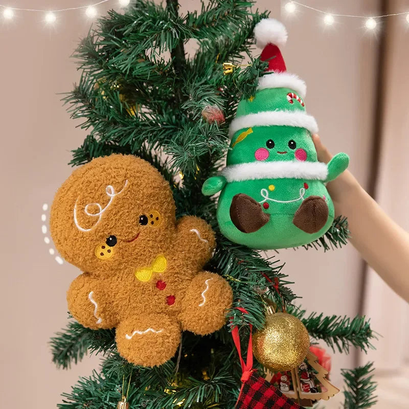Cute Santa Claus & Elk Snowman Gingerbread Man Plush Toys Stuffed