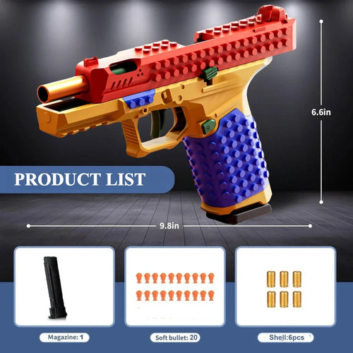 SIG17 Building Block Toy Gun Continuous Firing Blowback Soft Bullet