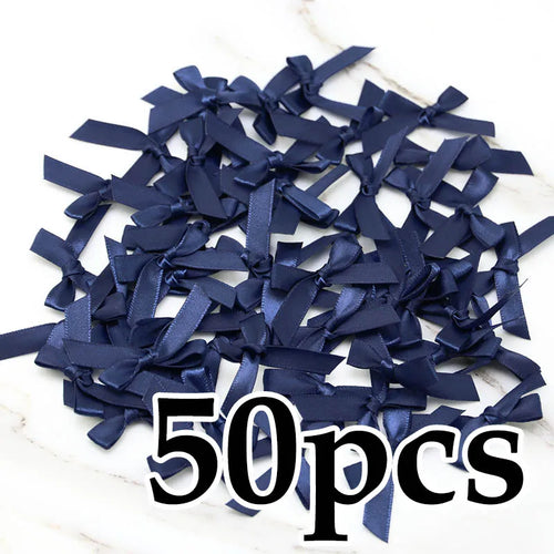 (50 Pcs) 4*4cm Colourful Ribbon Bows Small Size Polyester Satin Ribbon