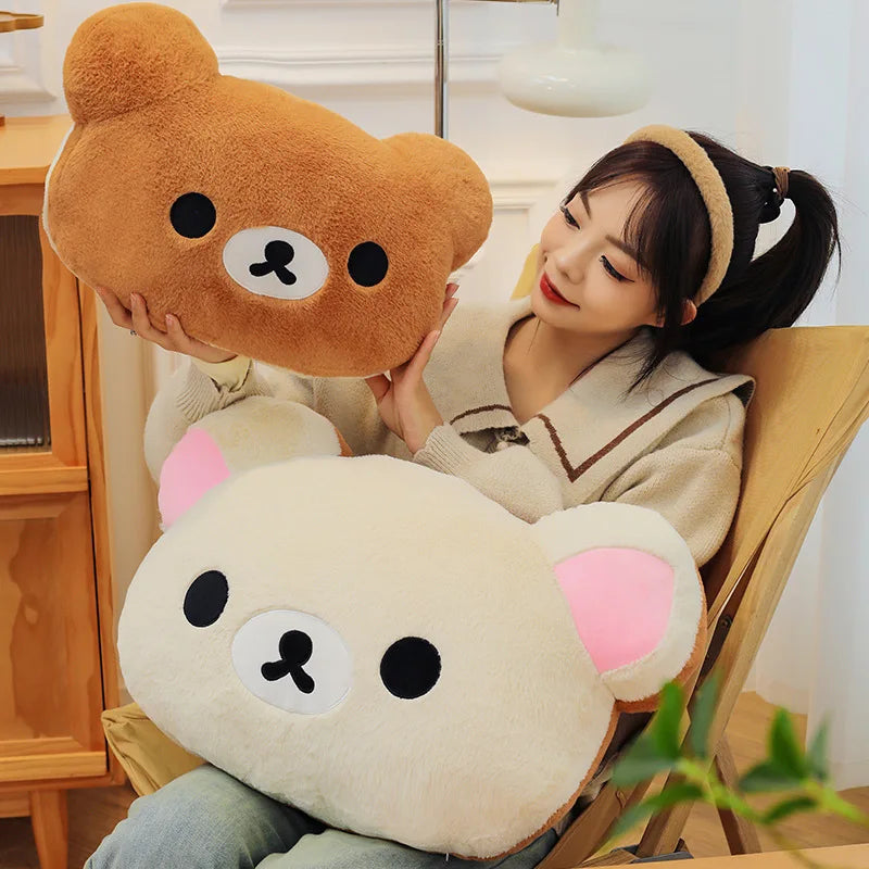 Rilakkuma Big Head Plush Pillow Large Size Cute Soft Stuffed Toy