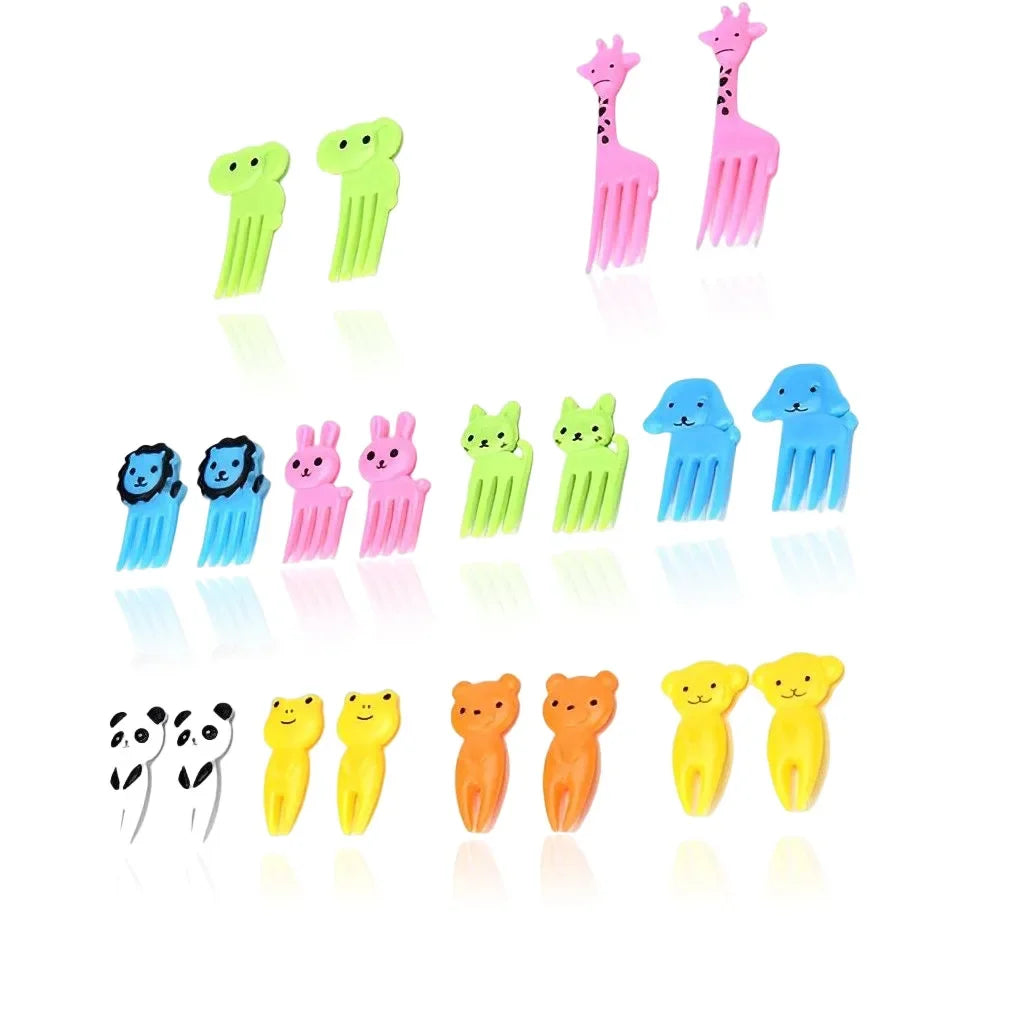 10pcs Animal Farm Fruit Fork Mini Cartoon Children Snack Cake Dessert