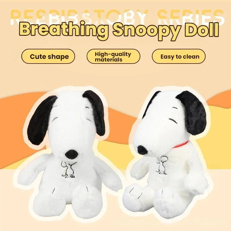 New Baby Breathing Soothing Snoopy white dog Plush Doll Sleeping