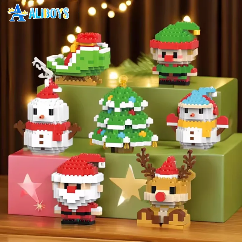 Christmas Building Block Santa Claus Snowman Elk Tree Micro Brick
