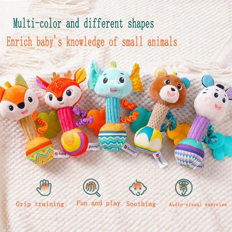 Baby Rattles Soft Stuffed Animal Rattle Hand Grip Baby Toys Shaker