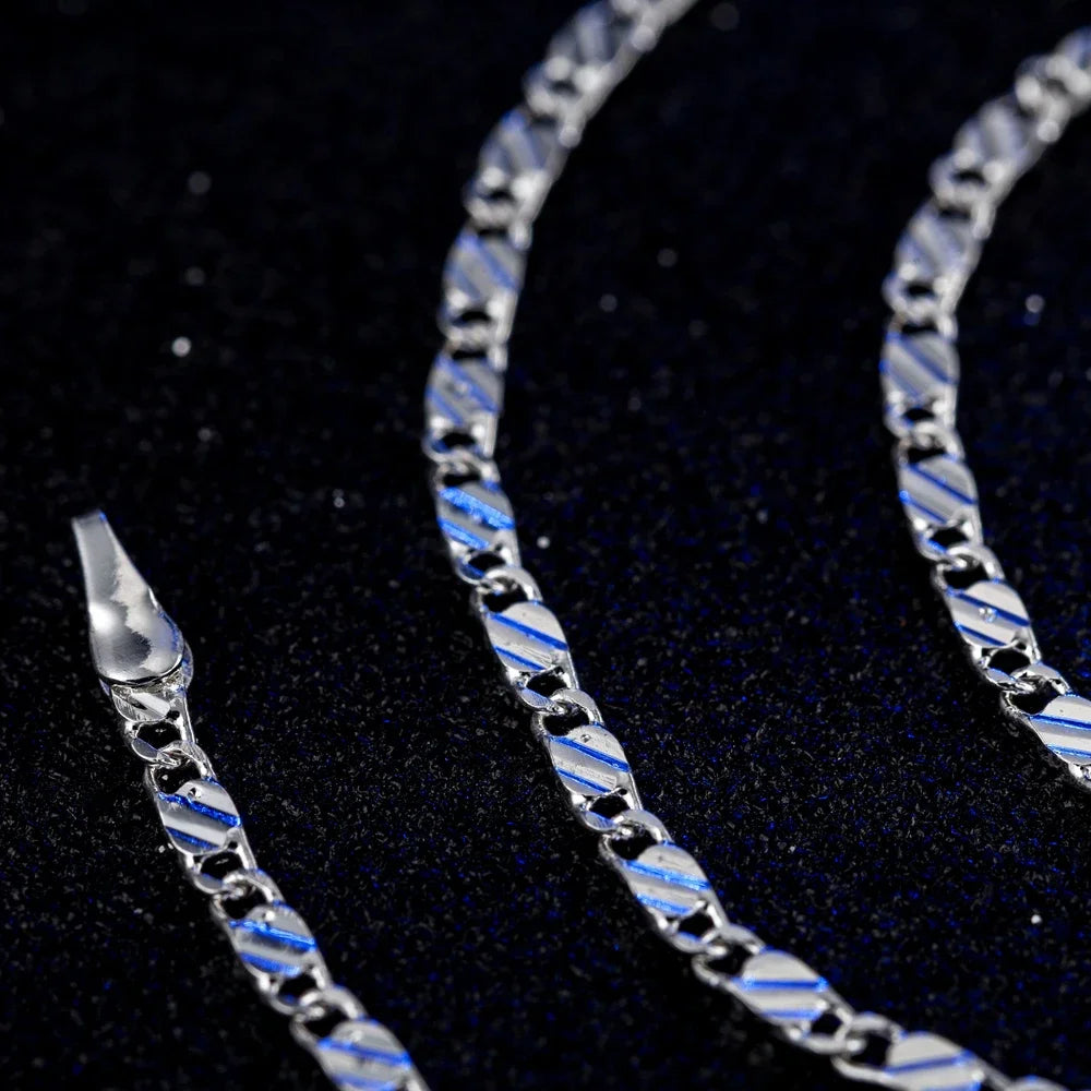 New 925 Sterling Silver fine 2MM flat Clavicle chains Necklaces for