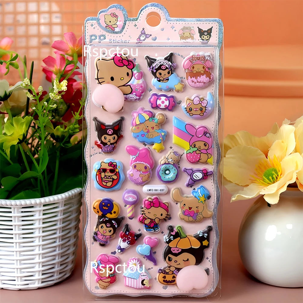 Hot Cute Kawaii Sanrio 3D Relief Stickers HelloKitty Kuromi My Melody