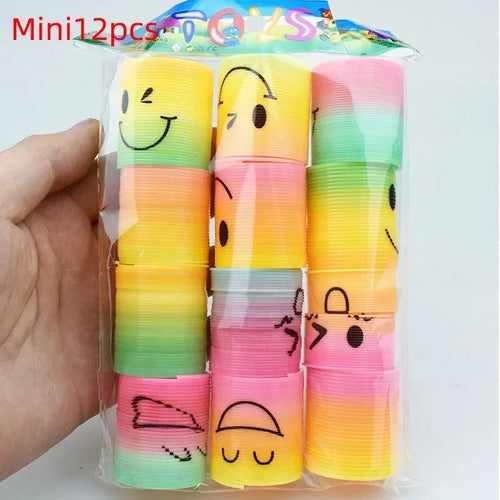 12/24pcs Rainbow Magic Springs Circle Toys Gradient Color Fingertip