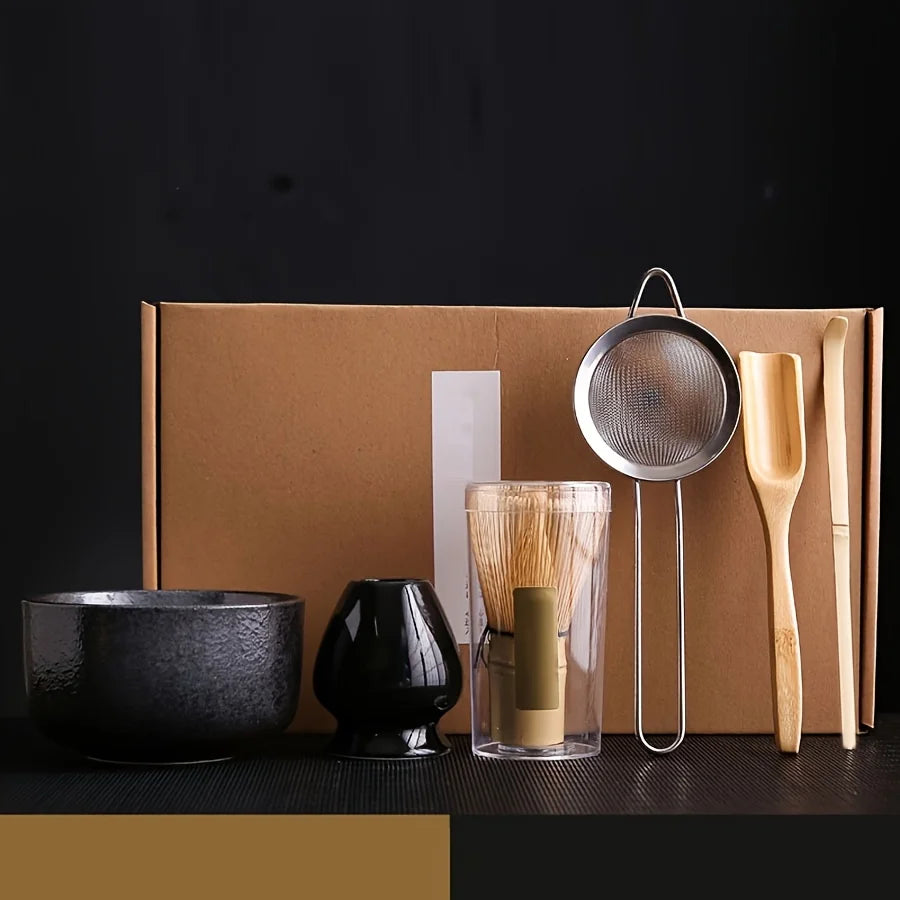 6PCS/Set Japanese-style Matcha Bowl , Spoon, Tea Whisk, Sieve Mesh,