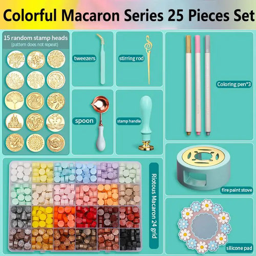 Wax Seal Stamp Set Lacquered Stamp Sealing Wax Kit DIY Craft Supplies