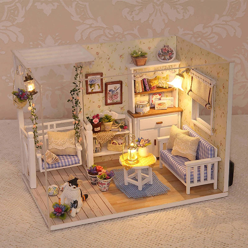 Kitten Mini Doll House 3D Puzzle Assembly Model Building Kit Creative