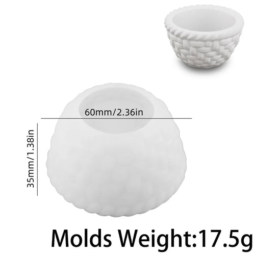 Woven Basket Flowerpot Silicone Mold DIY Handmade Candle Cup Plaster