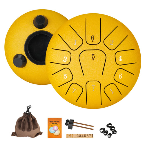 Miwayer 6" Steel Tongue Drum Gift Set | 11-Note Sound Healing
