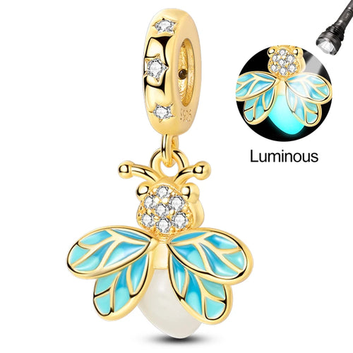Fit Original 925 Sterling Silver Charms Beads Luminous Firefly Charms