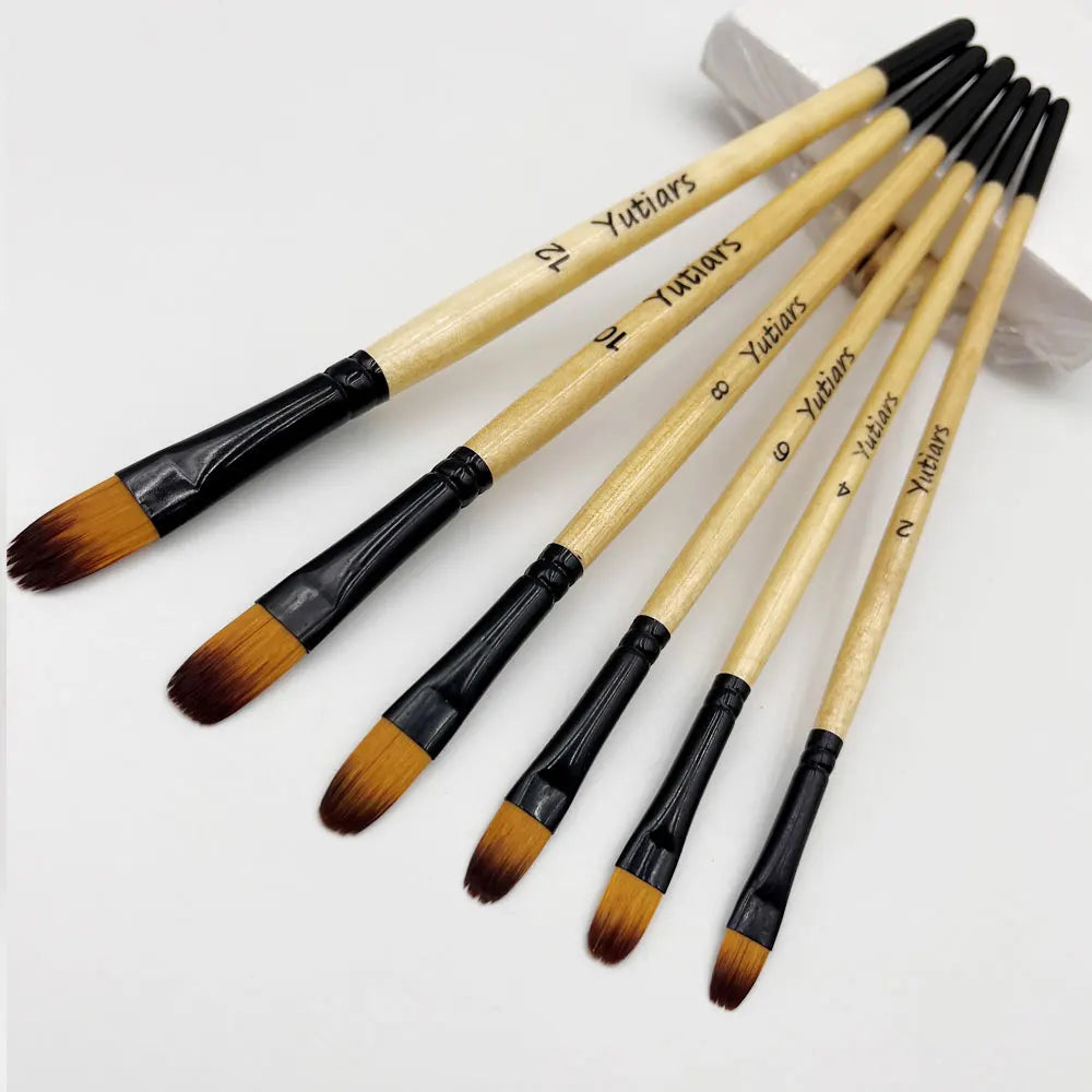 Yutiars Professional Artist Paint Brush Set - 6 PCS, Nylon Bristles