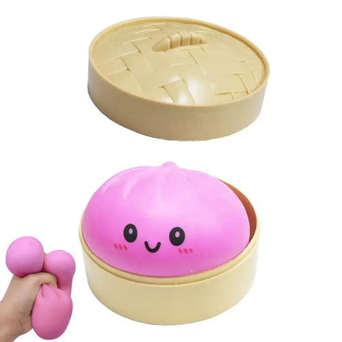 Colorful Dumpling Squishy Stress Relief Balls with Steamer Reusable