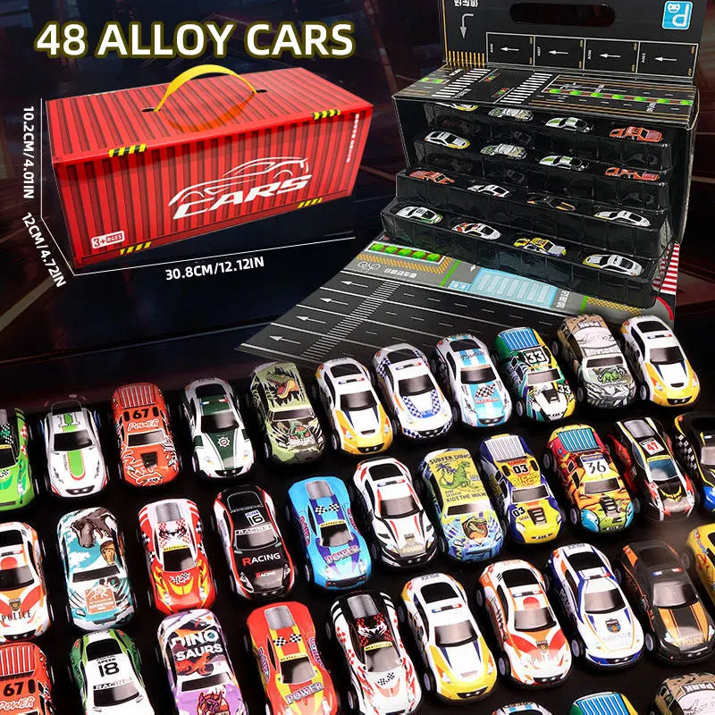 Gift box version: 48-piece alloy car set, children's toy car, tin car,