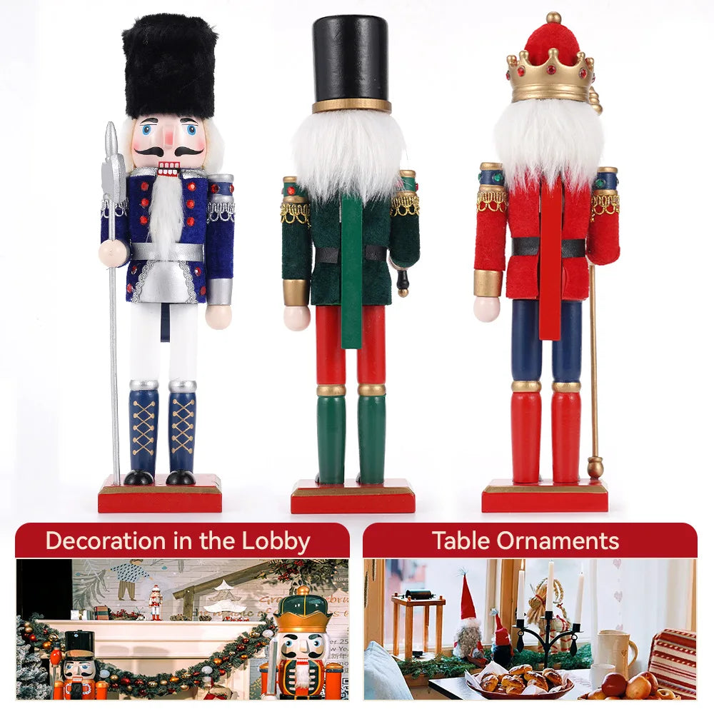 30CM Nutcracker Wooden Soldier Doll Puppet Creative Craft Holiday