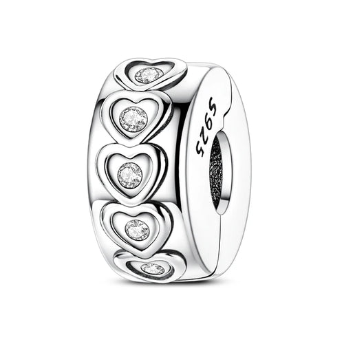 Original 925 Sterling Silver Clip Charm Inlaid Zircon Cat Butterfly