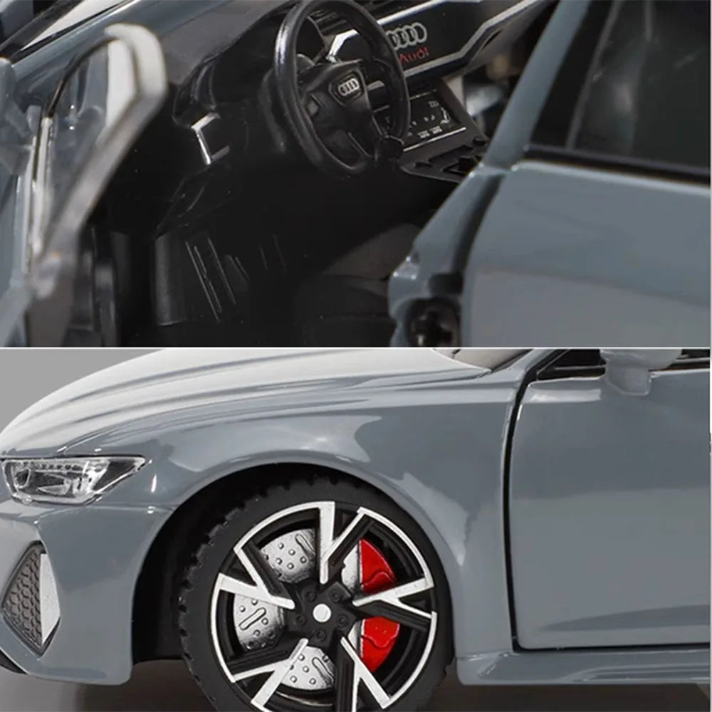 1/32 Audi RS6 Toy Car Model with Sound Light Doors Opened Alloy