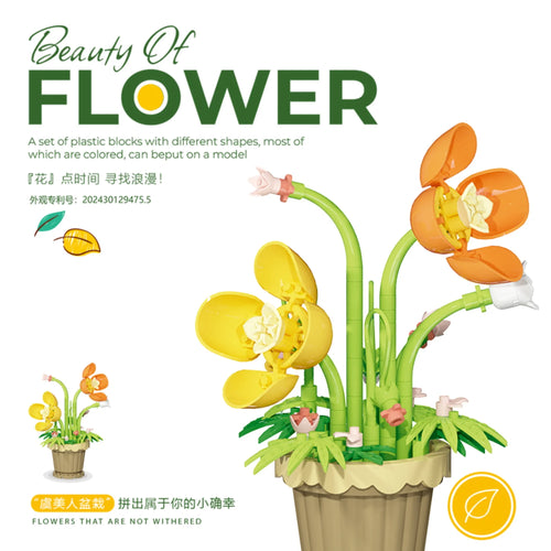 Potted Building Blocks Simulate Succulent Flower Bouquets, Creative
