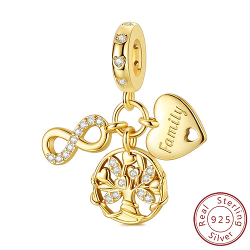 Original 925 Sterling Silver Heart Love Charms Beads Pendant Fit