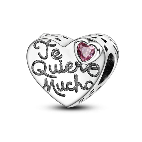 Charms Beads 925 Sterling Silver Tree of Life Peach Heart Sweet Love