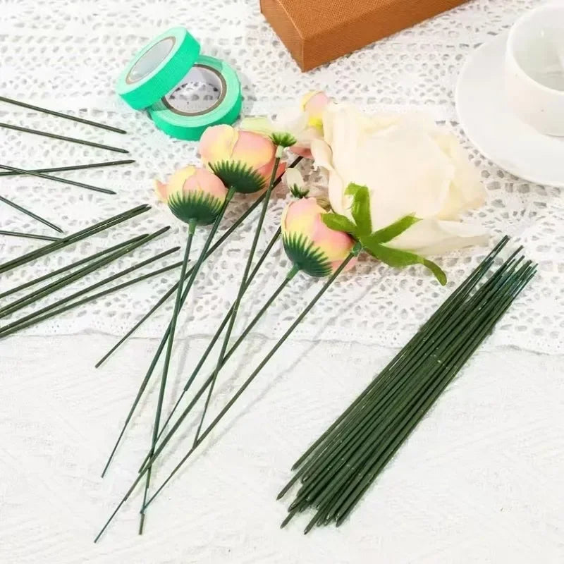 100/500/1500pcs 40cm Floral Stem Wire Crafts Dark Green Wire For