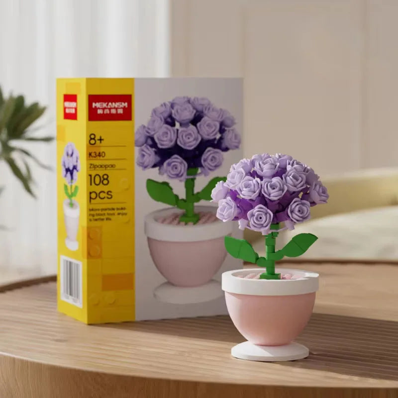 Educational Building Block Flower Bouquet Pot Plant Toy, Small Part