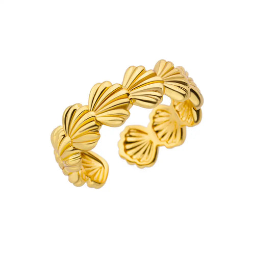 Shell Rings for Women Gold Plated Stainless Steel Rings Finger Chunky