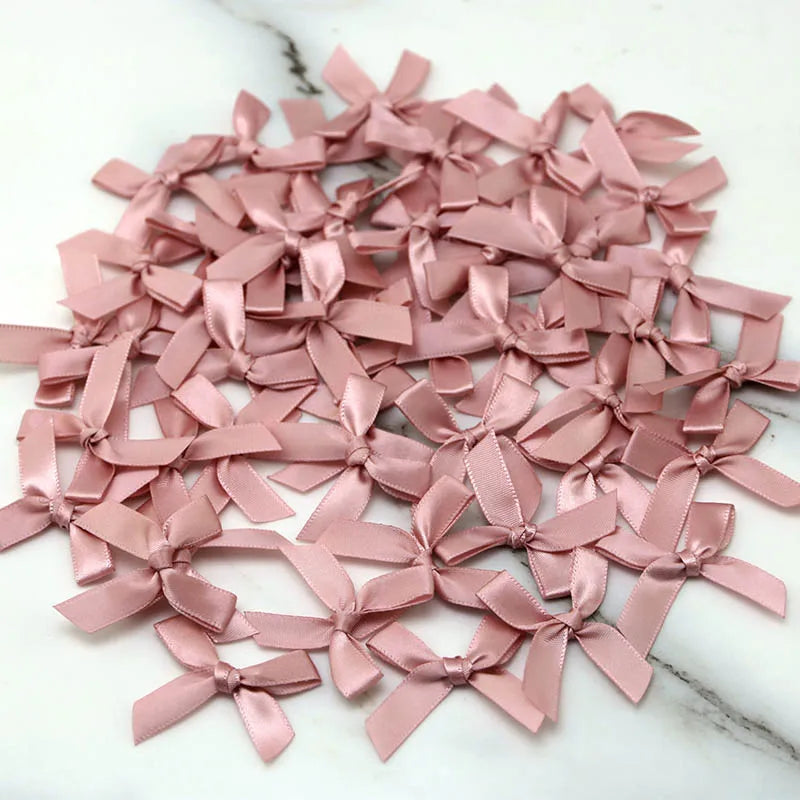 (50 Pcs) 4*4cm Colourful Ribbon Bows Small Size Polyester Satin Ribbon