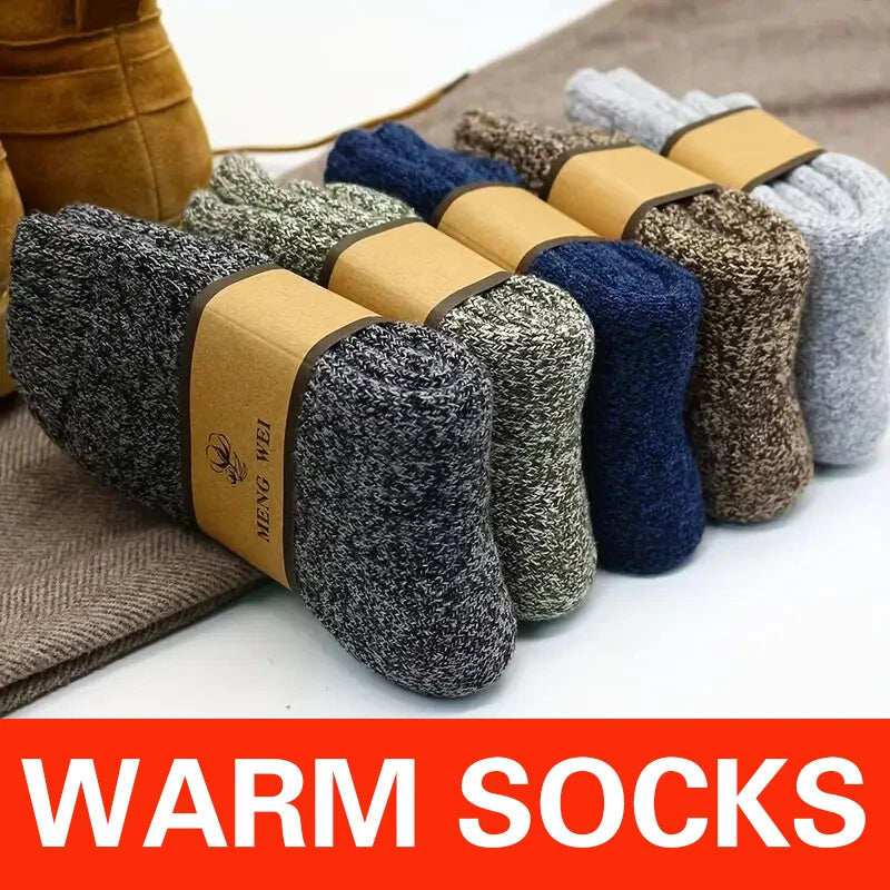 3 Pairs Winter Thick Towel Men's Socks Man's Outdoor Sports Long Socks