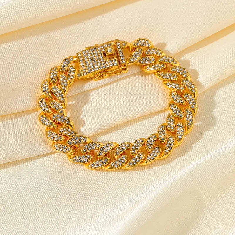 EILIECK 316L Stainless Steel Gold Color Cuban Chain Bracelet For Women
