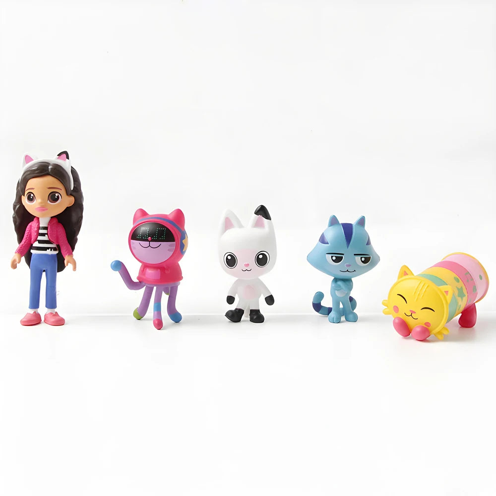 NEW 10pcs Gabby Dollhouse Anime Figure Toy Smiling Car Cat Hug Gaby