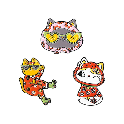 1-9 Pcs/Set Anime Turbo Granny Luck Cat Brooch Enamel Pins Cartoon