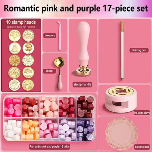 Wax Seal Stamp Set Lacquered Stamp Sealing Wax Kit DIY Craft Supplies