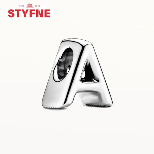 Silver 925 26 Letter A-Z Alphabet Charm Fine Beads Fit Original Charms