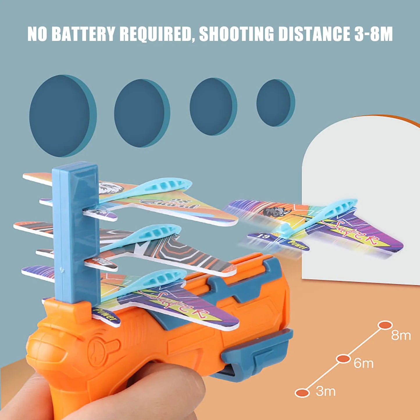 HOT！Airplane Launcher Bubble Catapult With 6 Small Plane Toy Funny