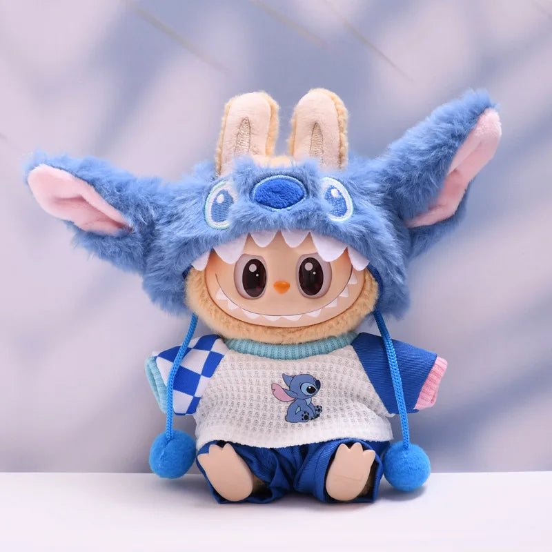 for 17cm Labubu Doll Clothes Fashion Clothes Plush Stitch Set Doll