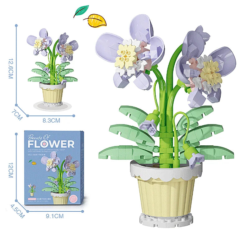 Creative Building Block Bouquet, Eternal Flower Plant Potted Gift,