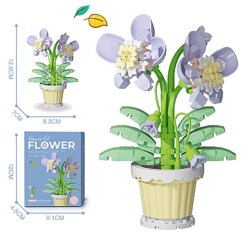 Creative Building Block Bouquet, Eternal Flower Plant Potted Gift,