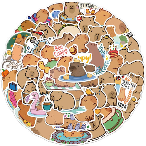 50PCS Cute Capybara Animal Stickers Car Motorcycle Travel Luggage