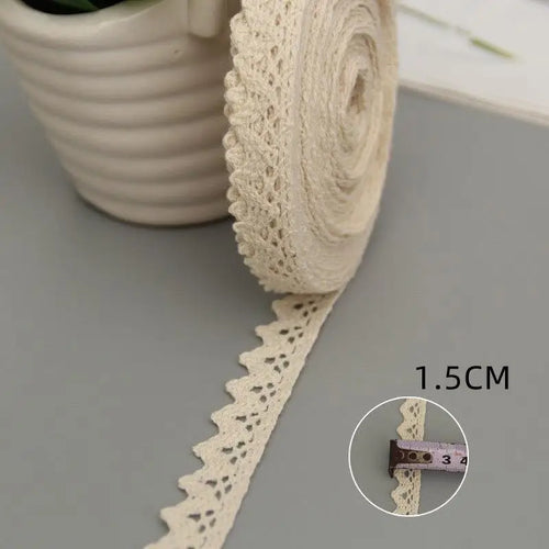 5Yards Cotton Lace Trim Ribbon Beige Sewing Trim Lace Ribbon Crochet