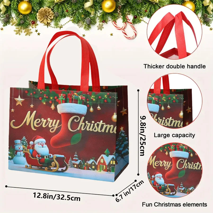 1-16PCS Large Christmas Gift Bags, Christmas Tote Bags with