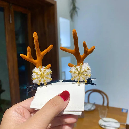 Christmas Antler Hair Clips Pendants Xmas Ornaments Merry Christmas